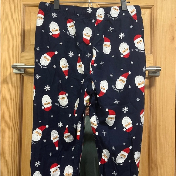 Old Navy Men’s Pajama Bottoms Flannel Navy with Santa Print Sz L - Picture 5 of 6